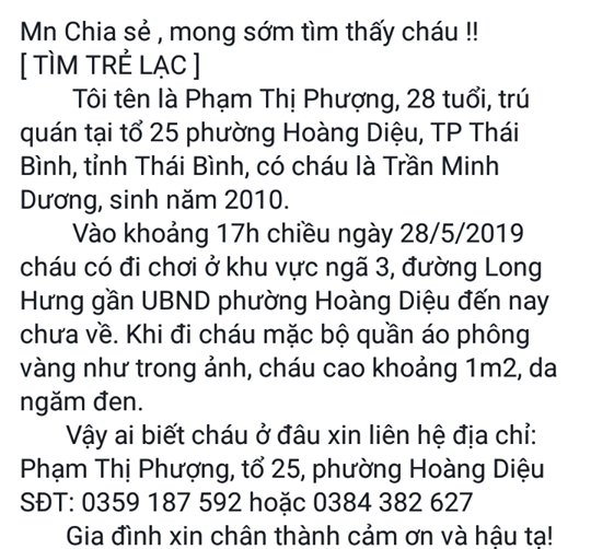 Bé trai lớp 3 mất tích được tìm thấy tử vong dưới sông - Ảnh 1.