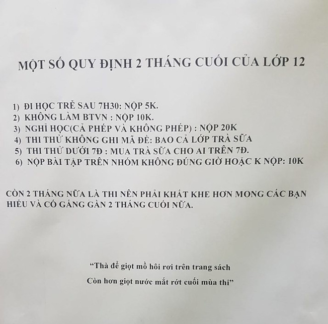 Bảng nội quy dành riêng cho mùa thi khiến các sĩ tử khóc ròng vì khả năng càn quét sạch ví tiền quá khủng - Ảnh 1.