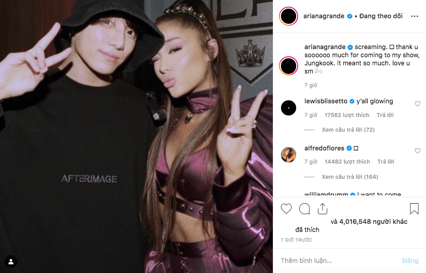 Cùng là khoe ảnh chụp với nghệ sĩ, Ariana Grande mê và ưu ái em út Jungkook (BTS) hơn hẳn qua động thái này - Ảnh 2. Cùng là khoe ảnh chụp với nghệ sĩ, Ariana Grande mê và ưu ái em út Jungkook (BTS) hơn hẳn qua động thái này - Ảnh 2.