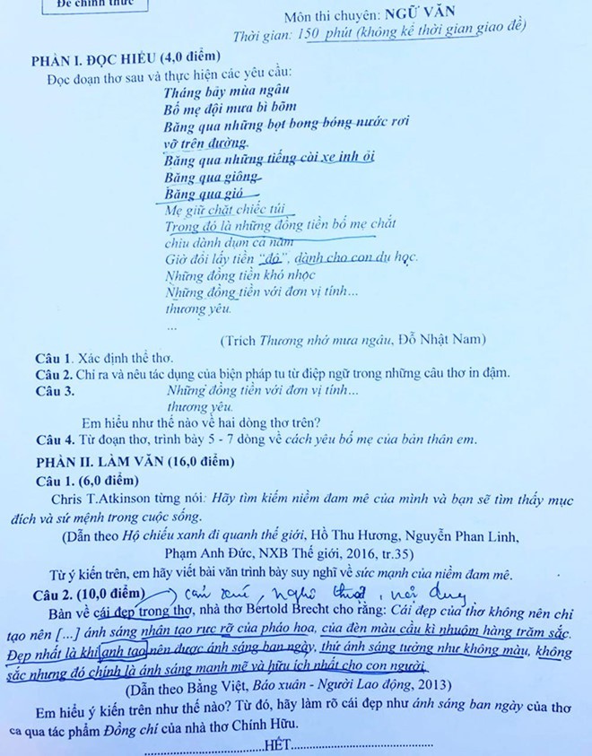Đề thi chuyên Văn lớp 10 ở Nghệ An gây bất ngờ khi yêu cầu học sinh phân tích thơ của thần đồng Đỗ Nhật Nam - Ảnh 1.