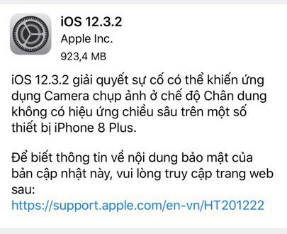 Apple vừa tung ra iOS 12.3.2, người d&ugrave;ng iPhone 8 Plus cần đặc biệt lưu &yacute; - Ảnh 1.
