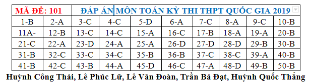 Đáp án đề thi Toán THPT quốc gia 2019 (đã xong tất cả 24 mã đề) - Ảnh 1.