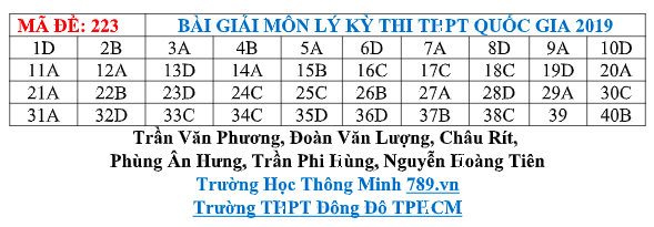 Đáp án đề thi môn Vật lý THPT quốc gia 2019 (tất cả 24 mã đề) - Ảnh 7.