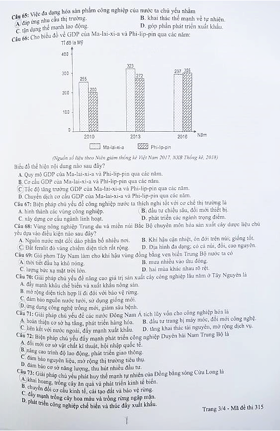 Đề thi môn Địa lý THPT quốc gia 2019 - Ảnh 3.