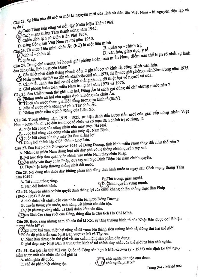 Đáp án đề thi môn Lịch sử lớp 10 tại Hà Nội năm 2019 - Ảnh 4.