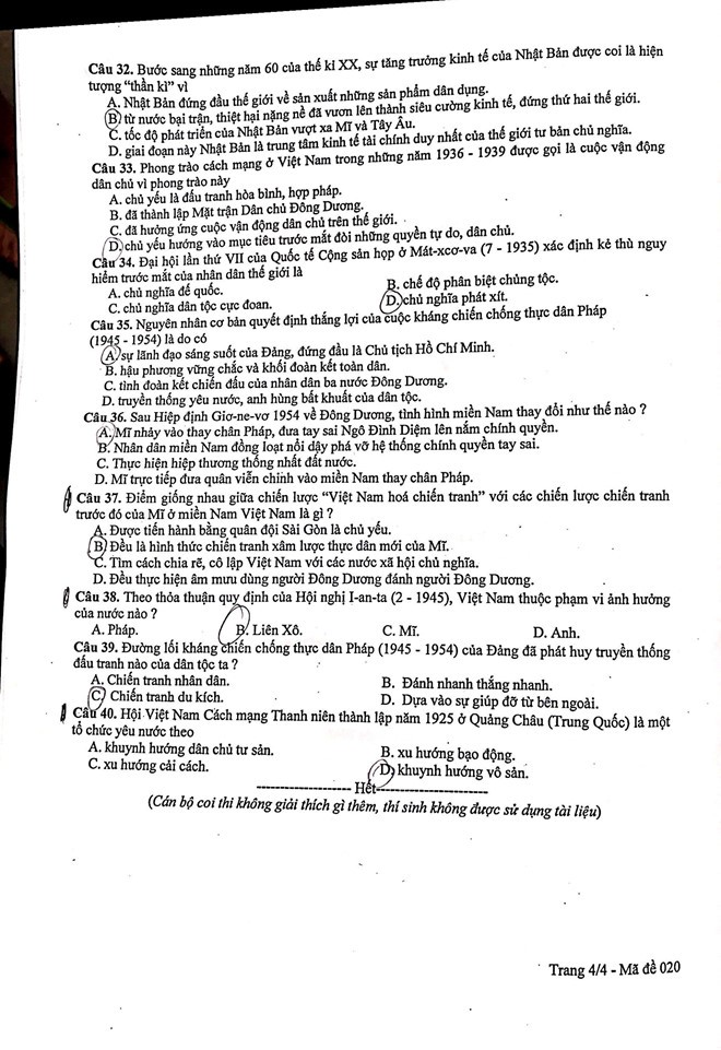 Đáp án đề thi môn Lịch sử lớp 10 tại Hà Nội năm 2019 - Ảnh 5.