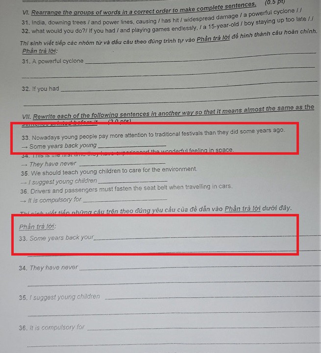 Sai sót đề Tiếng Anh lớp 10 tại TP.HCM: Viết young hay your đều có điểm - Ảnh 1.
