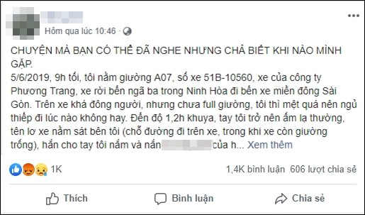 Cô gái tố bị phụ xe Phương Trang sàm sỡ nhiều lần, hành khách xung quanh chỉ nhìn mà không lên tiếng - Ảnh 1.