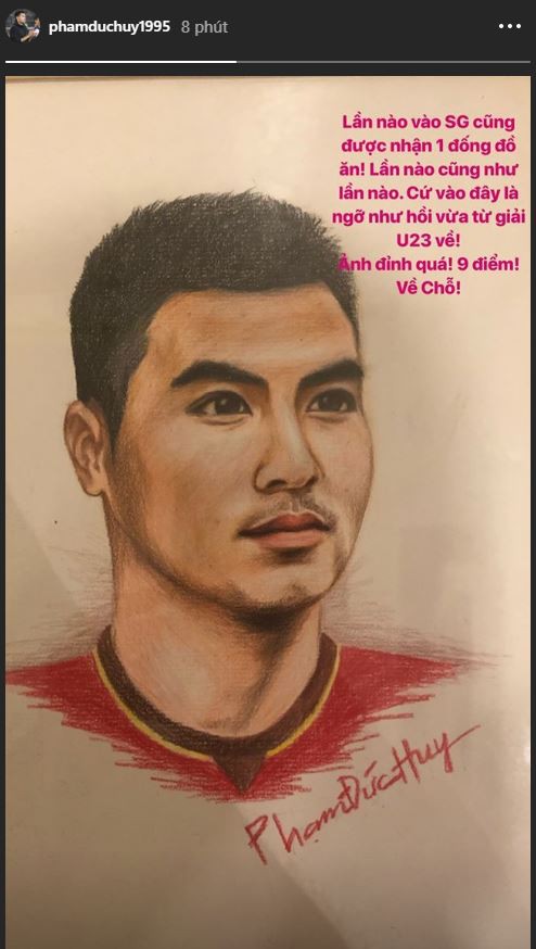 Được fan tặng tranh truyền thần cực đẹp, Đức Huy xúc động nhớ kỉ niệm trở về cùng U23 Việt Nam - Ảnh 2.