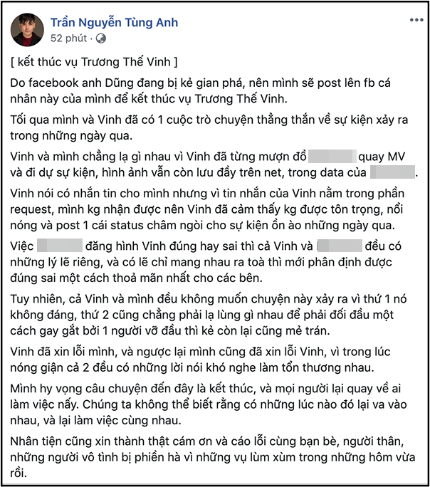 Trương Thế Vinh và nhãn hàng thời trang công khai tin nhắn giảng hòa sau hơn 1 ngày đấu tố làm cả showbiz xôn xao - Ảnh 2.