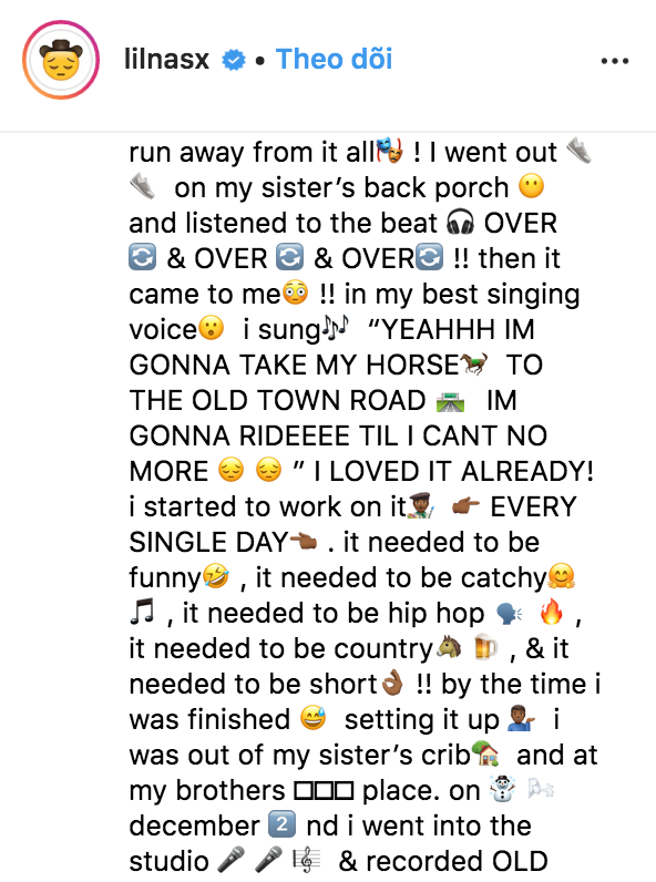 Ăn mừng Old Town Road lập kỷ lục lịch sử, Lil Nas X viết bài cảm ơn đậm chất trẻ trâu, đọc hoa mắt vì toàn emoji - Ảnh 3.
