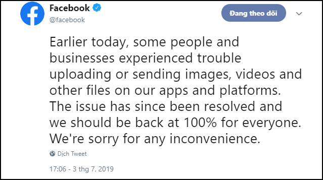 Facebook thừa nhận tất cả app đều gặp lỗi, hiện tại đã hoạt động trở lại bình thường - Ảnh 2.