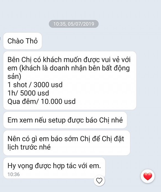 Đã là mẹ hai con, Mai Thỏ vẫn gây chú ý khi công khai tin nhắn bị gạ gẫm đi khách với giá nghìn đô - Ảnh 3.