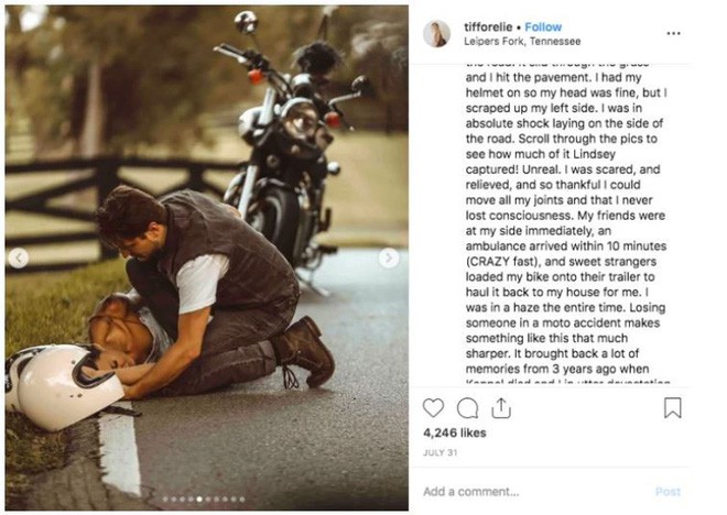 Bị tai nạn xe m&aacute;y m&agrave; vẫn c&oacute; bộ ảnh cực nghệ, hot Instagrammer bị cộng đồng mạng mắng cho 1 trận v&igrave; tội d&agrave;n cảnh sống ảo - Ảnh 2.