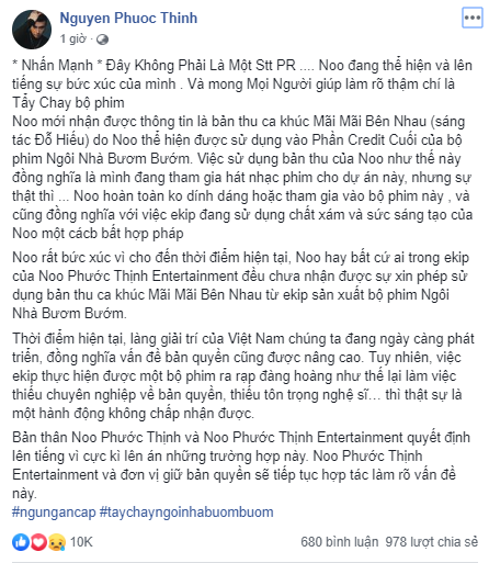 Trước lùm xùm cầm nhầm nhạc Noo Phước Thịnh, đạo diễn Ngôi Nhà Bươm Bướm từng dính phốt dùng ảnh chưa xin phép ở Phượng Khấu - Ảnh 1.