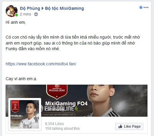 Độ Mixi bị mạo danh để lừa đảo trong Fifa Online 4 - Ảnh 1.