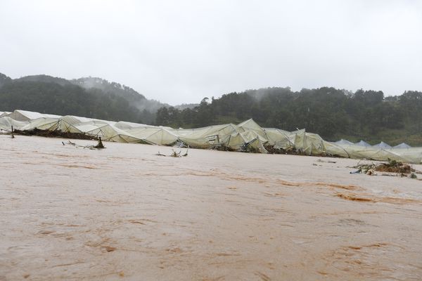 Mưa lớn gây ngập chưa từng có, 10 người lớn cùng trẻ em bị mắc kẹt trong biển nước tại Lâm Đồng - Ảnh 1.