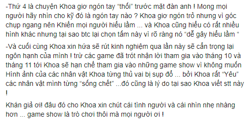 Hậu bị ném đá tại Nhanh như chớp, Võ Đăng Khoa gửi lời xin lỗi và muốn hạn chế tham gia gameshow - Ảnh 3.