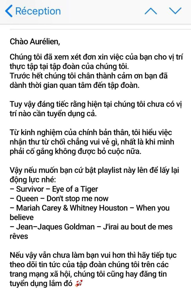 Bức thư từ chối của nhà tuyển dụng gửi ứng viên khiến ai đọc xong cũng muốn gửi hồ sơ xin việc thêm một lần nữa! - Ảnh 1.