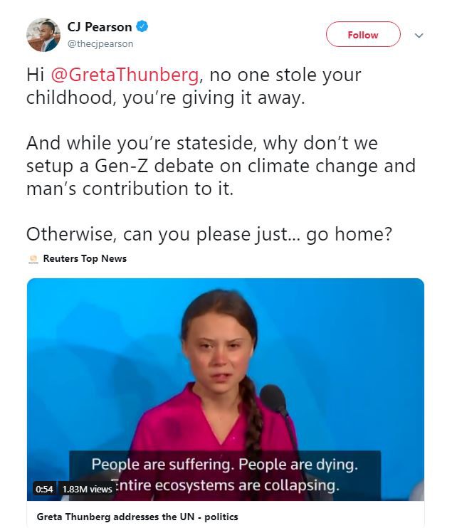 Đăng đàn cà khịa Greta Thunberg, chính trị gia trẻ tuổi bị Instagram chặn tài khoản - Ảnh 3.