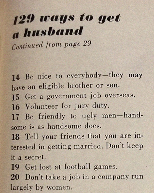 Bài báo 129 cách để quý cô tóm được một ông chồng từ năm 1958 sẽ khiến bạn nhận ra thế giới này đã thay đổi quá nhiều! - Ảnh 2.