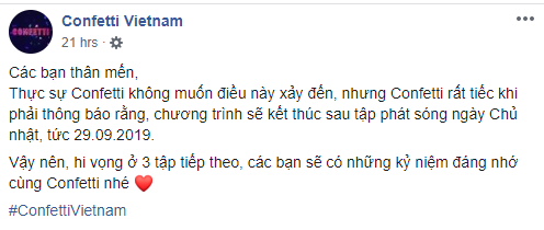 Confetti Vietnam chính thức nói lời chia tay khán giả vào ngày 29/09/2019 - Ảnh 5.