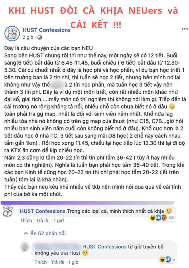 Công khai cà khịa thời khóa biểu mới của Kinh tế Quốc dân, dân Bách Khoa “muối mặt” nhận lại câu trả lời cực gắt - Ảnh 1.