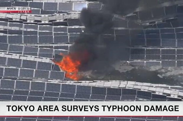 Cháy nhà máy điện Mặt Trời lớn nhất Nhật Bản ở tỉnh Chiba - Ảnh 1.