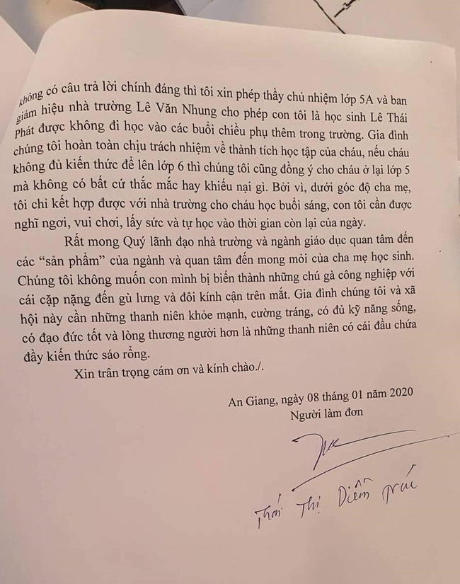 Nhà trường tăng lịch học thêm, phụ huynh dũng cảm viết đơn cho con không đi nhưng lý do đưa ra mới đáng ngưỡng mộ - Ảnh 2.