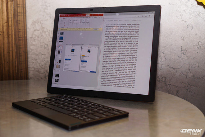 Cận cảnh máy tính bảng gập như cuốn sổ Lenovo X1 Fold: Gõ phím cảm ứng hay truyền thống đều được hết - Ảnh 4.