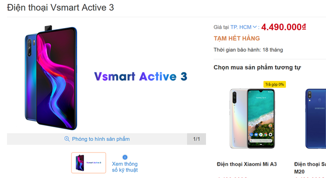 Lộ diện thông tin Vsmart Active 3: Chip MediaTek, camera thò thụt, giá từ 4.5 triệu đồng - Ảnh 1.