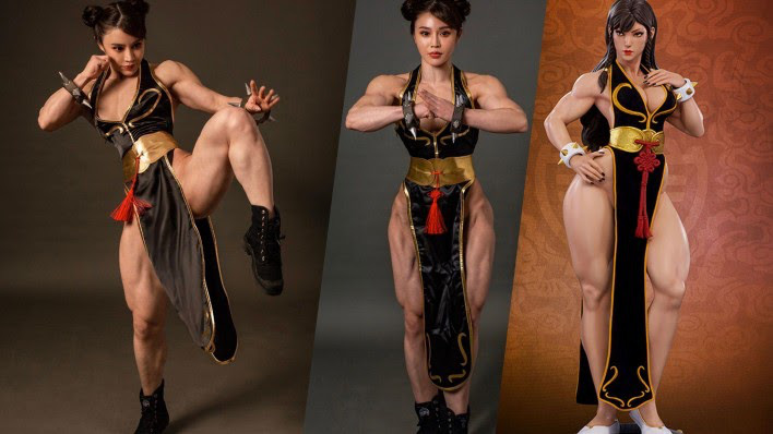 Bodybuilderin Vollbusige Cosplay Doppelter
