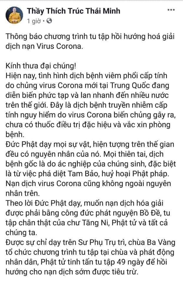 Trụ trì chùa Ba Vàng tổ chức hóa giải virus corona đã bị xử lý - Ảnh 2.