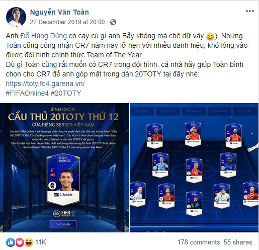 Có Văn Toàn, Hùng Dũng kêu gọi bình chọn, Ronaldo trở thành cầu thủ thứ 12 trong Team of The Year FIFA Online 4 - Ảnh 3.