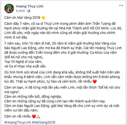 Fan xót xa khi Hoàng Thùy Linh đột ngột nhập viện, chỉ có thể theo dõi mình lập hattrick giải thưởng trên giường bệnh! - Ảnh 5.