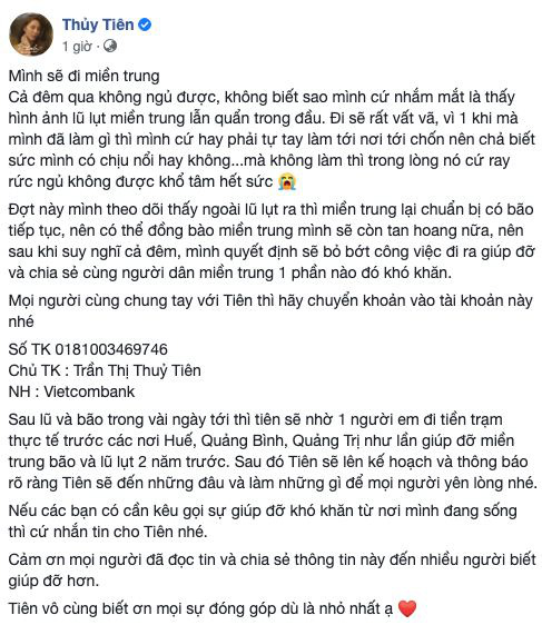 Warm in the flood season: Thuy Tien asked for 1 billion VND in just 1 hour, decided to come to Central to help people!  - Photo 2.