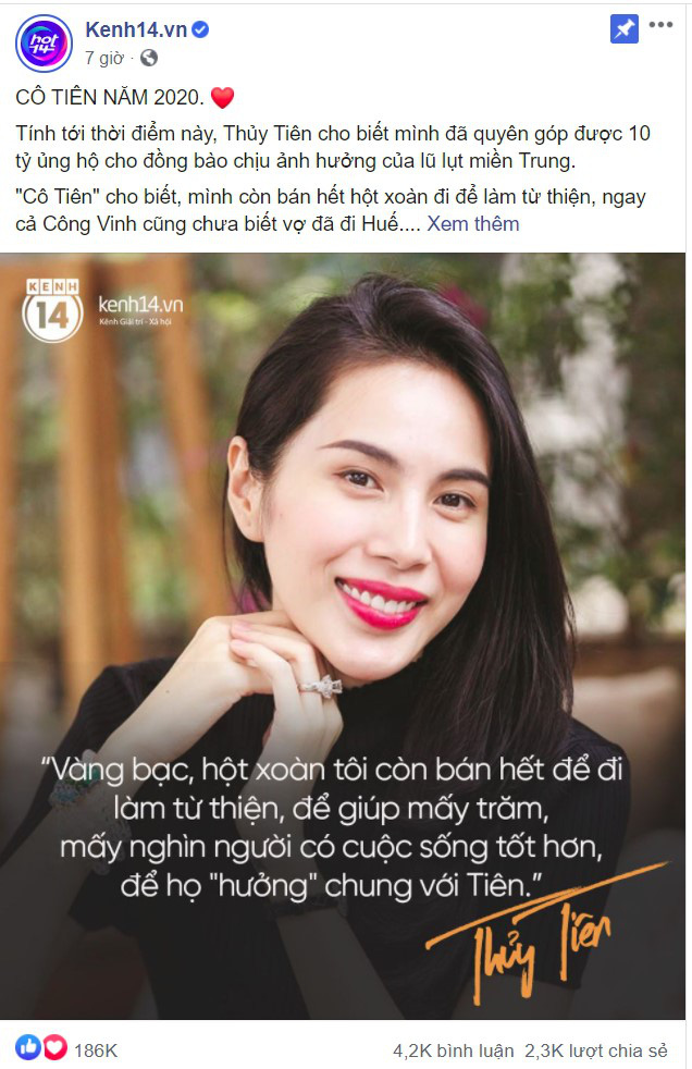 The most viral saying today is that of Thuy Tien with many likes and shares: 