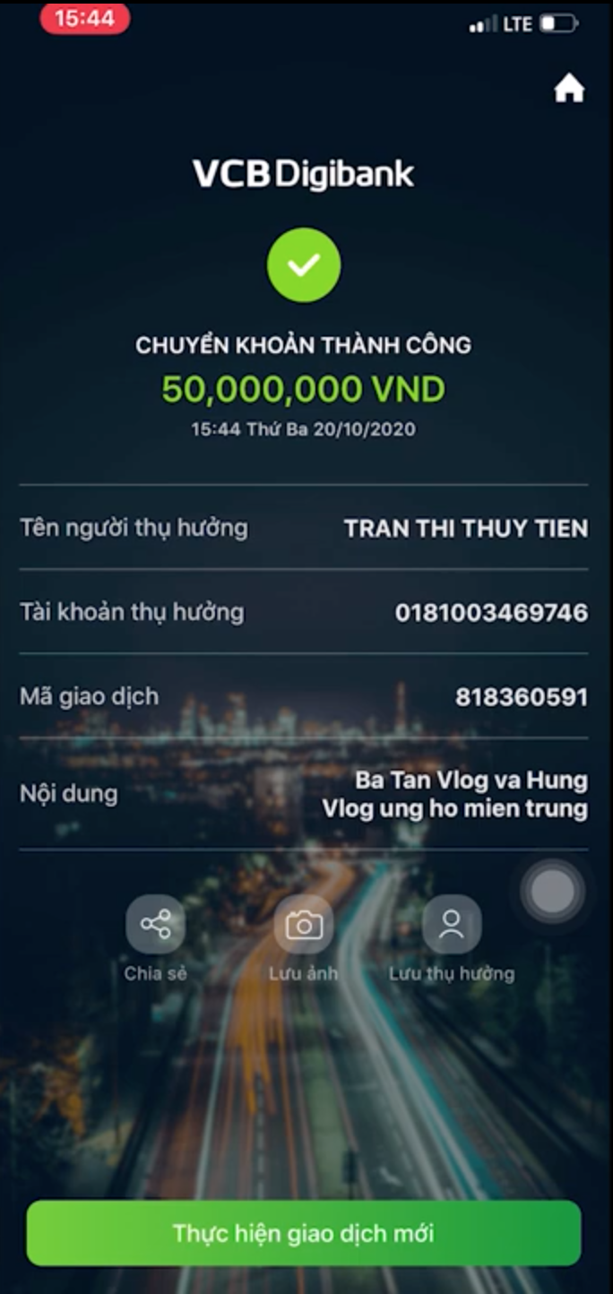 Ms. Tan Vlog directly sent 50 million VND to Thuy Tien to support the people in Central Vietnam - Photo 2.