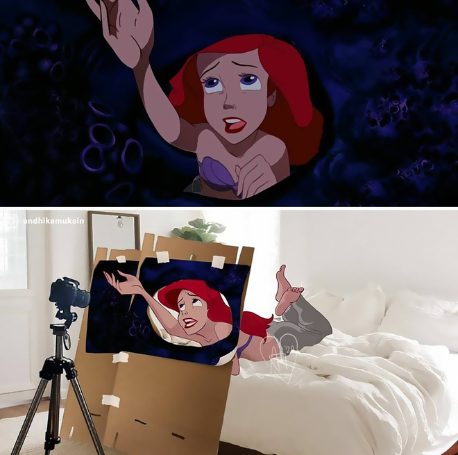 Khi c&aacute;c cảnh quay nổi tiếng của Disney được kh&aacute;n giả chế lại ảnh hậu trường th&igrave; tr&ocirc;ng sẽ như thế n&agrave;o? - Ảnh 7.