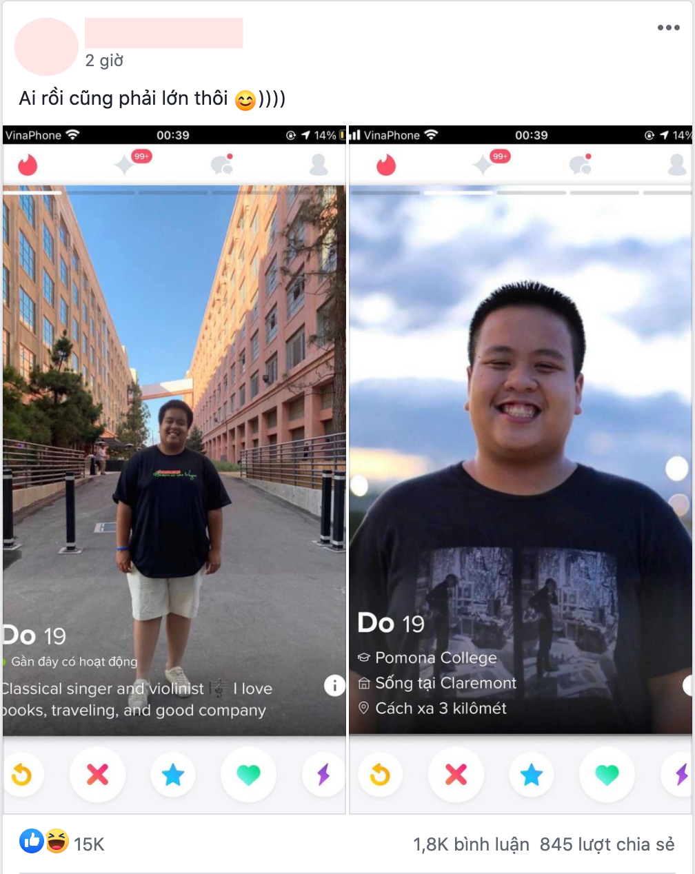 The image of the prodigy Do Nhat Nam has a profile on Tinder, netizens share a lot - Photo 1.