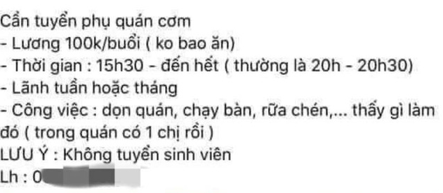 Quán cơm tuyển nhân viên 22k/giờ, làm 5 tiếng/ngày, sinh viên õng ẹo vào chê thấp: Đúng hay sai? - Ảnh 1.