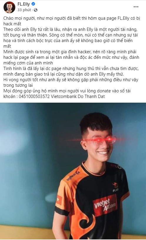 Thành viên Team Flash Liên Quân lấy lại được fanpage, Elly viết status không hề giả trân khiến các Flazers cảm thán đọc mà tức! - Ảnh 1.