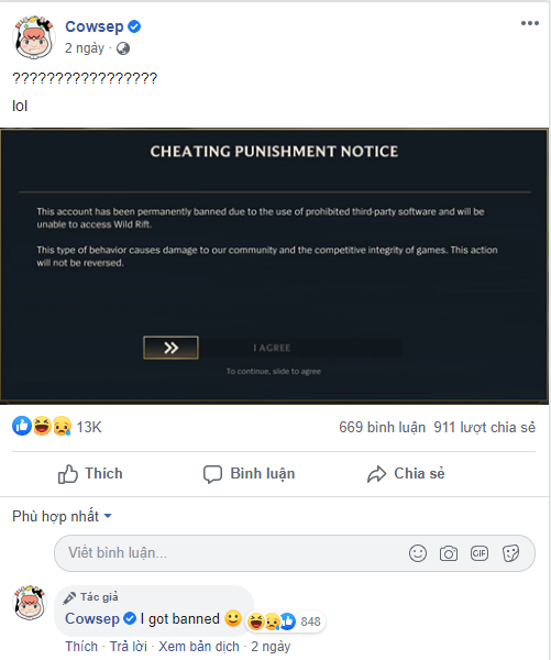 Thánh Cowsep thốt lên một câu đầy ai oán khi bị Riot cấm cửa vì dùng hack trong Liên Minh: Tốc Chiến - Ảnh 2.