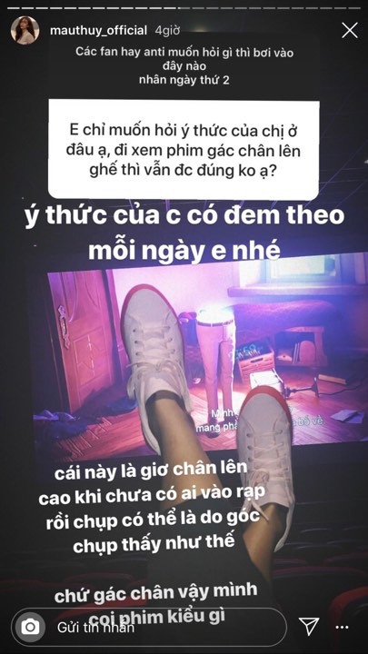 M&acirc;u Thuỷ kh&ocirc;ng nhận sai, đổ lỗi cho rạp phim đ&atilde; đ&agrave;nh, nay c&ograve;n c&atilde;i nhau căng đ&eacute;t với antifan: &ldquo;Nh&acirc;n c&aacute;ch m&igrave;nh cần đi sửa, c&ograve;n bạn n&ecirc;n đi thay lu&ocirc;n!&rdquo; - Ảnh 1.