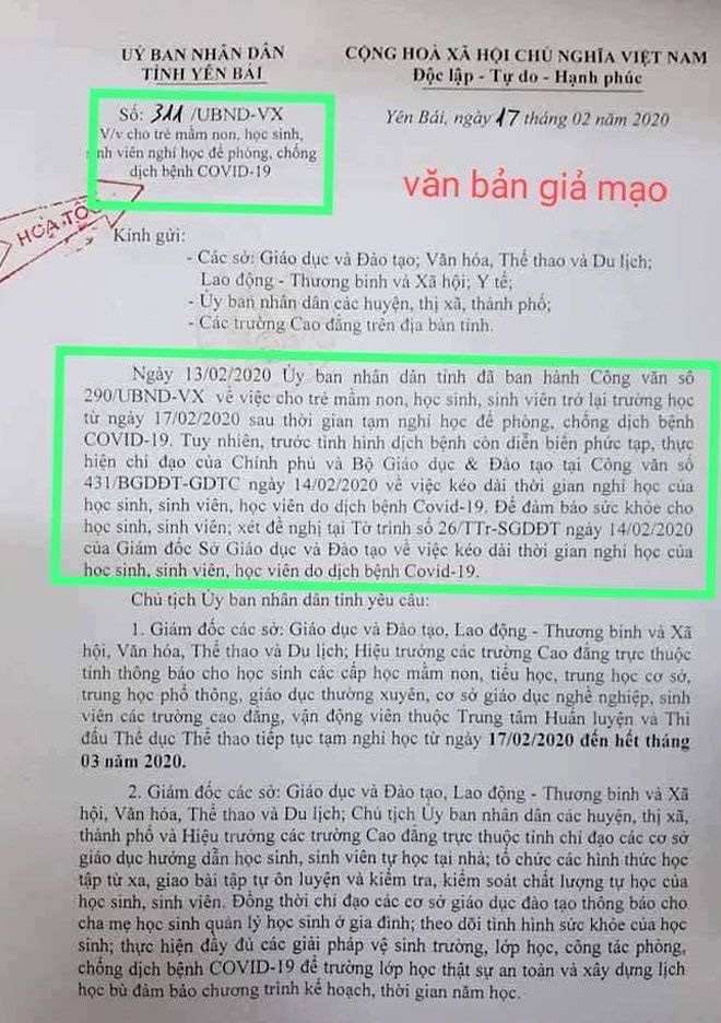 Xuất hiện công văn Hoả tốc giả mạo cho học sinh, sinh viên được nghỉ học đến hết tháng 3/2020 - Ảnh 1.