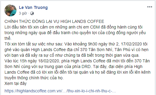 Highlands Coffee công khai xin lỗi khách hàng sau khi bị tố phân biệt đối xử với người khuyết tật - Ảnh 3.