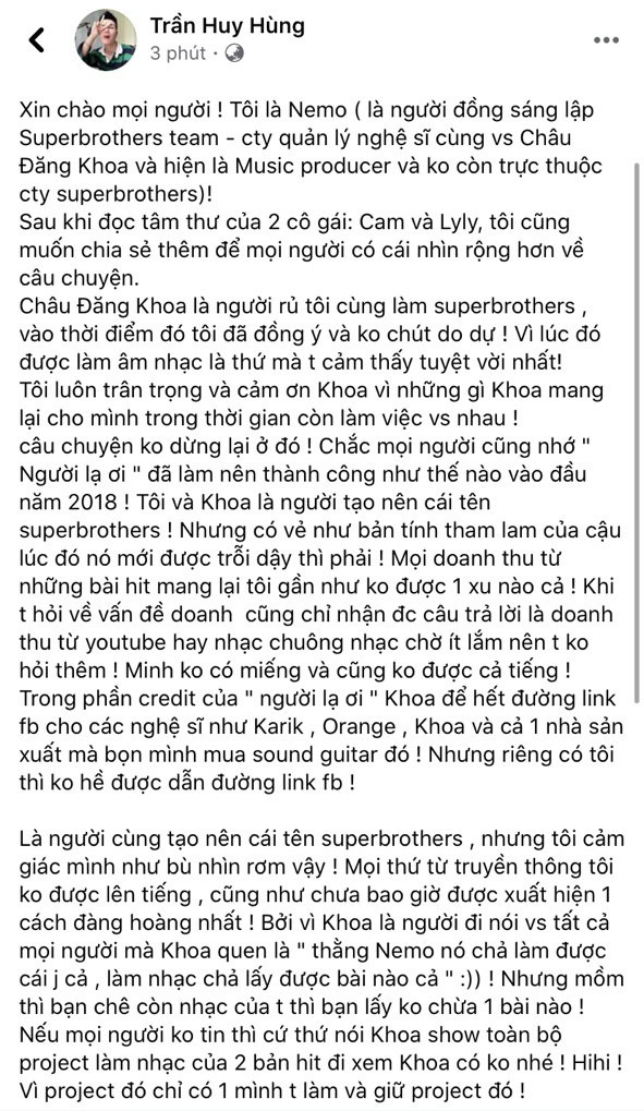 Đồng sáng lập công ty tiếp tục tố Châu Đăng Khoa: Tham lam, tự giả mạo scandal bị nhạc sĩ Hàn đòi kiện, quan niệm càng ồn ào càng hot! - Ảnh 1.