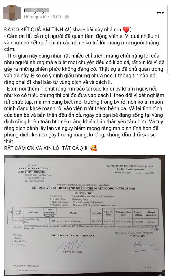 Nữ du học sinh trở về từ Vũ Hán xin lỗi sau khi bị nhiều cư dân mạng chỉ trích nặng lời - Ảnh 1.