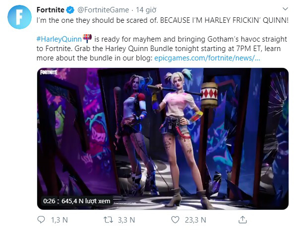 Birds of Prey vừa ra mắt, Fortnite tung ngay trang phục Harley Quinn chào đón bom tấn điện ảnh đầu năm 2020 - Ảnh 1.