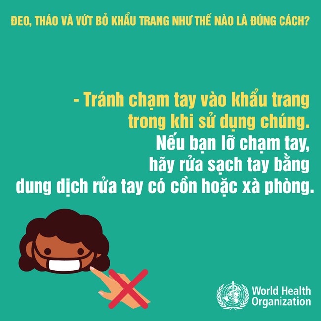 Mùa dịch Covid-19 cần đeo, tháo và vứt bỏ khẩu trang như thế nào? Hãy ghi nhớ khuyến cáo của WHO để làm đúng! - Ảnh 6.